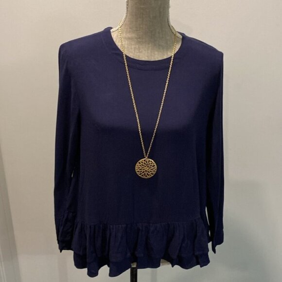 Rodebjer Lindy Blue Pablum Frill Long Sleeve Ruffle Tunic - Picture 6 of 15